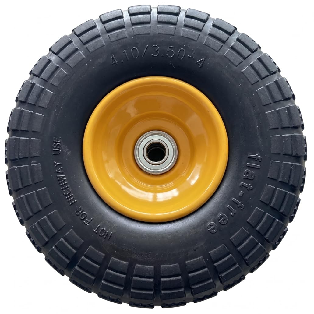 Hand Truck Tires, Flat-free Polyurethane Foam Hand Cart Wheels, Heavy Duty Garden Cart Wheels, Fits Garden Carts - 4.10/3.50-4, Black
