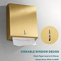 Vista 6 de Dispensador de Toallas de Papel Comercial Dorado - Dispensador de Toallas de Papel Multipliegue para Montaje en Pared, Soporte de Paños de Alta