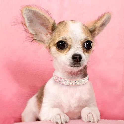 Miniatura 10 de Beirui Collar de perro con diamantes de imitación con tachuelas de diamantes, collar de perro acolchado de piel sintética de colores de 1.5 pulgadas