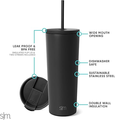 Miniatura 6 de Simple Modern Vaso de 40 onzas con asa, tapa para popote y vaso aislado con tapa y popote