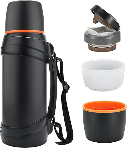 Miniatura 10 de Termosflask grande - Botella térmica de acero inoxidable de 202 onzas para viajar con taza sin BPA  Termos aislados al vacío de gran tamaño de 6