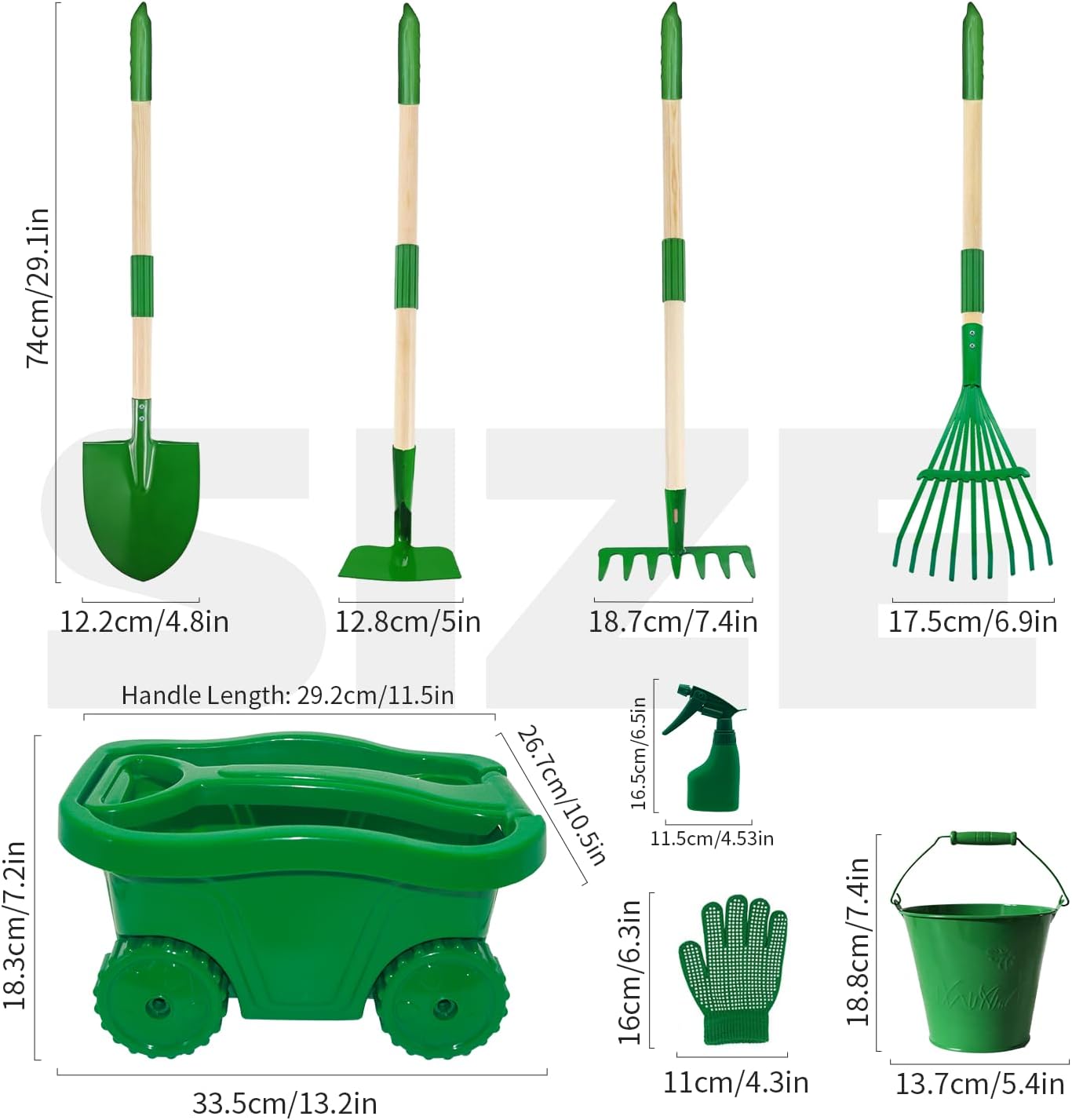 Kids Gardening Tools Set,8pcs Wheelbarrow Set for Kids with Shovel, Rake, Watering Can Outdoor Backyard Farm Digging Toys, Halloween Christmas Birthday Gifts for Boys Girls