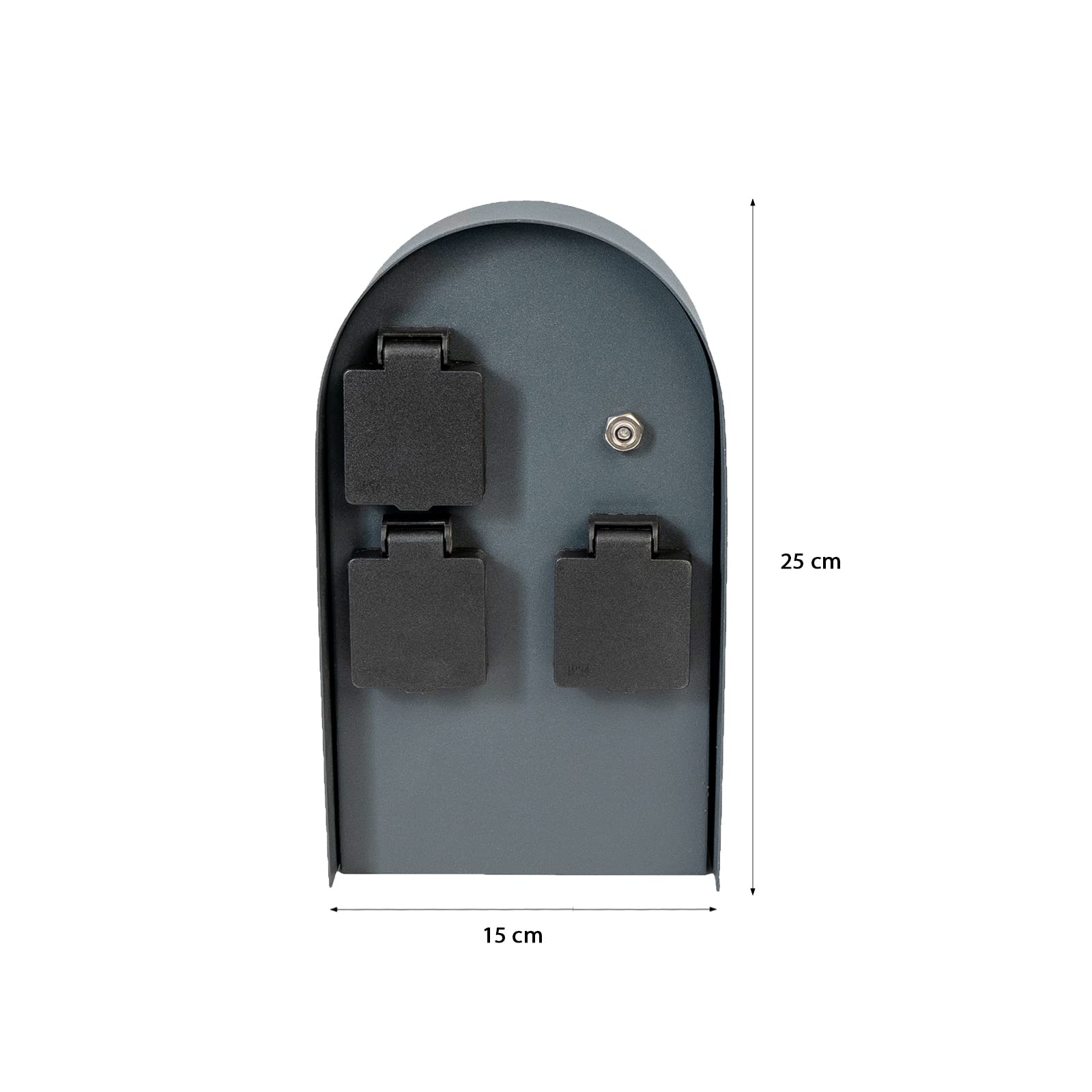 Grafner Edelstahl Design Gartensteckdose Dämmerungssensor, 3 Steckdosen, IP44, oval, anthrazit, KEIN ROST – Pulverbeschichtung, Energiesäule Mehrfach Metall Außen Steckdose schwarz Helligkeitssensor