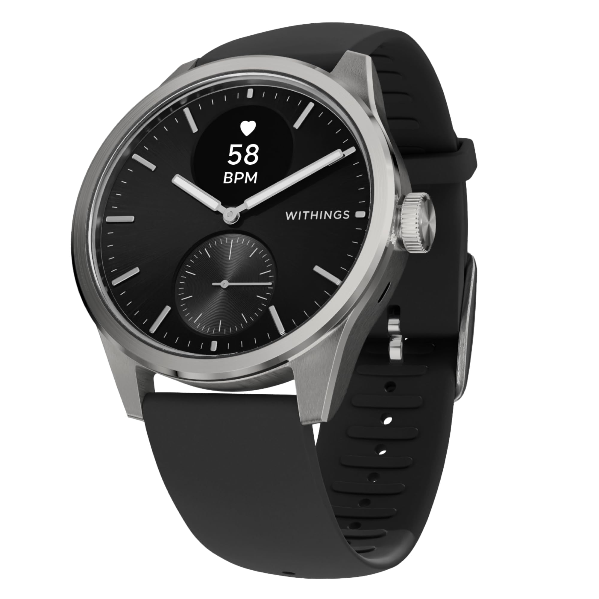 Withings ScanWatch 2, Heart Health Hybrid Smartwatch for Men & Women - ECG, with SPO2, Temperature Monitoring, Sleep, Respiratory Health, Cycle Monitoring, 30-day Battery Life, iOS & Android