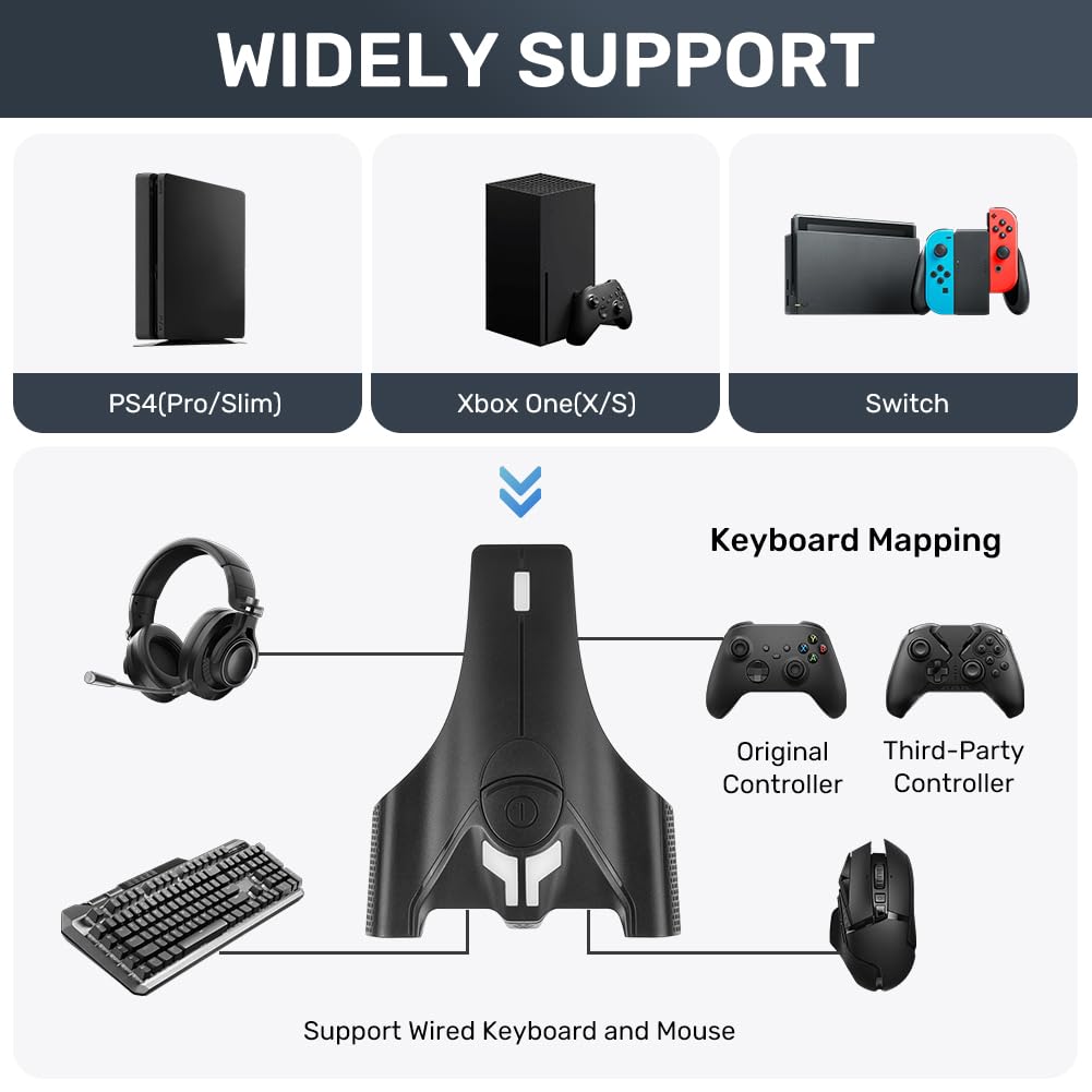 AXFEE Adattatore Tastiera e Mouse, per Nintendo Switch, USB Convertitore per Console di Videogiochi, per PS4, PS4 Pro/Slim, PS3 / Slim, Xbox One X/S, Xbox 360, Switch Console Convertitore