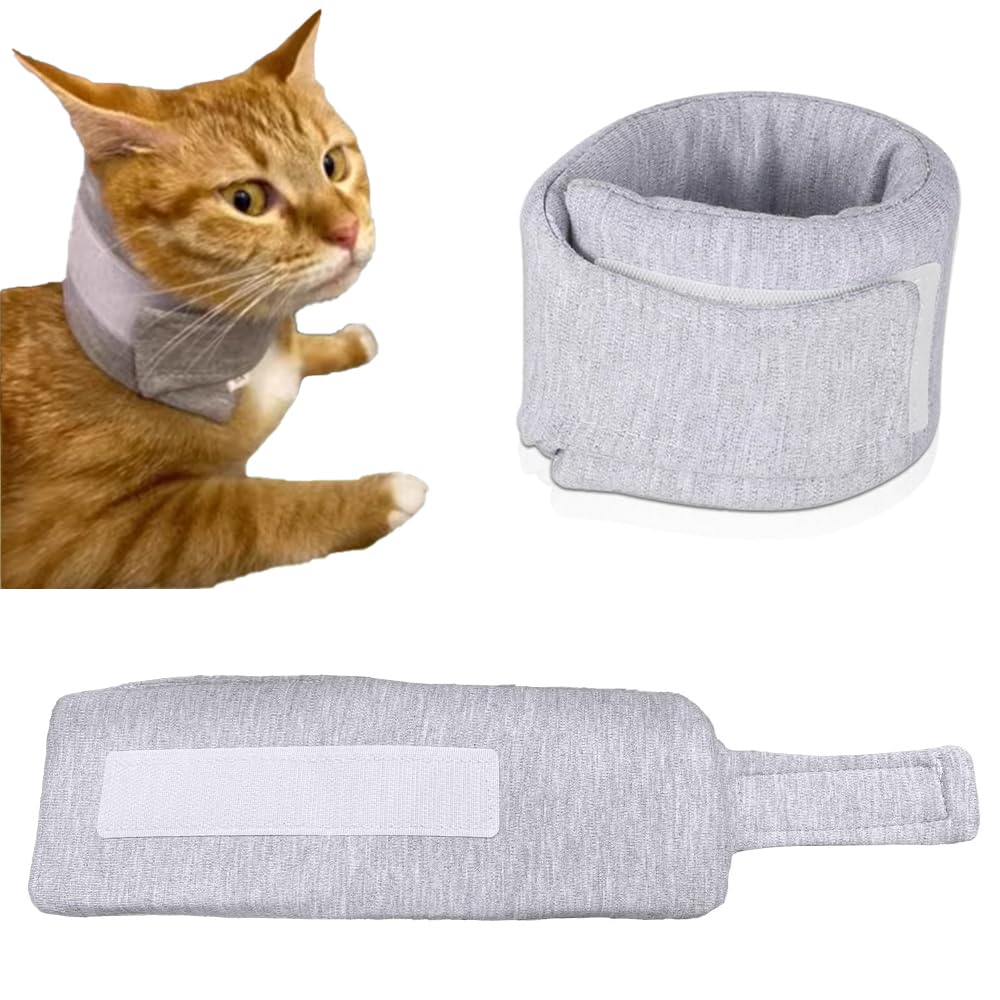 Fiotha Collarín para Mascotas, Collar Isabelino Gatos, Collar de Recuperación para Gato Perros, Ajustable Collar Protector para Perros Gatos, 26-33 CM, Evitar Picaduras de y Arañazos Lesiones, Gris, L