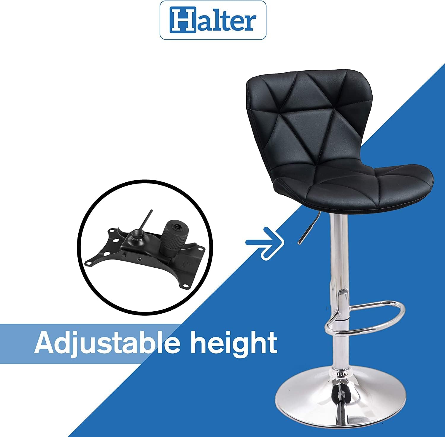 Halter Barstool, Adjustable Height Stool Chairs, Counter Height Swivel Bar Stools for Kitchen Island, Bar Chair, Counter Stool, Black