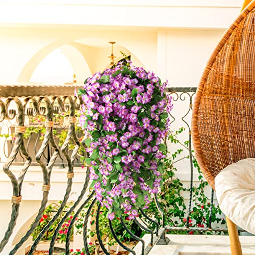 Zfprocess 2 Pack Artificial Hanging Flowers, Fake Hanging Plants Colorful Orchid Flower Bouquet For Wall Home Room Garden Wedding Indoor Outdoor Decoration(Violet) #TOP1