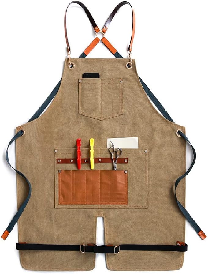 Denim Apron Men Women Floral Nail Haircut Milk Coffee Tea Shop Barista Restaurant Chef Work Clothes