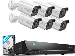Reolink 4K Outdoor Surveillance Camera Set,6X 8MP PoE IP Outdoor Camera with Smart People Detection and Vehicle Detection,8CH 2TB HDD NVR for 24/7 Video Surveillance,30M IR Night Vision, RLK8-800B6-A asin的图片