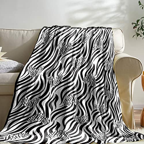 Sowide Zebra Blanket, Black White Soft Fleece Blanket Throws, Flannel Zebra Animal Print Blanket with Hearts - Image 3