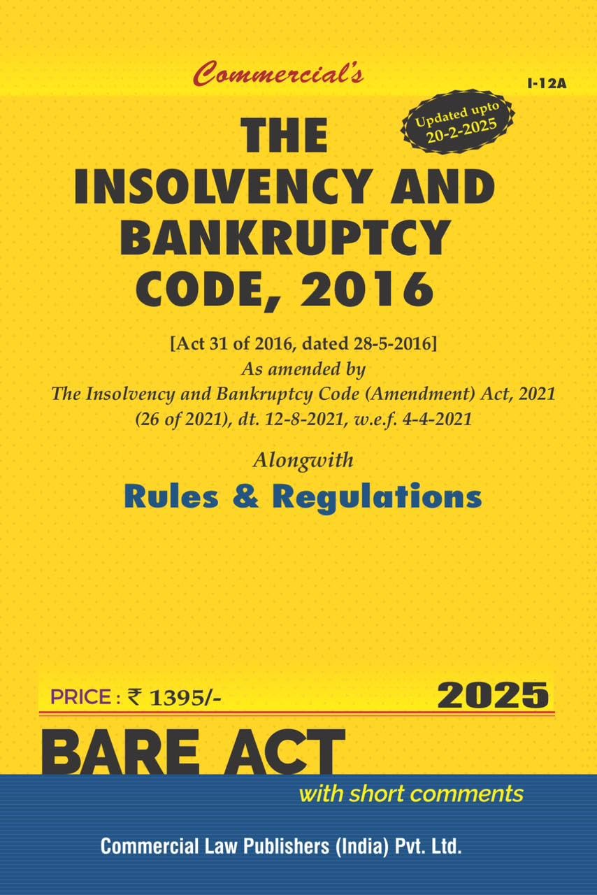 Buy INSOLVENCY AND BANKRUPTCY CODE IBC Bare Act 2025 | (Updated upto 20