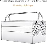 Cantilever Tool Box, Portable Metal Tool Box with 3 Level Fold Out Organizer Storage, Heavy Duty Metal Frame with Smooth Metal Cantilever Latchets, Cantilever Tool Organizer (350)