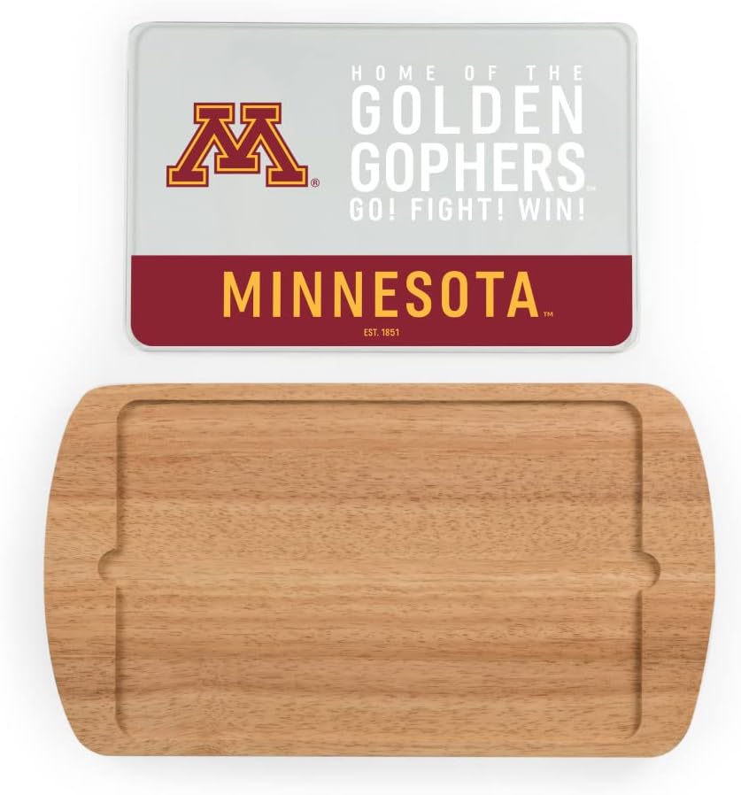 PICNIC TIME NCAA Billboard Glass Top Cheese Board, Serving Platter, Cheese Boards Charcuterie Boards, (Parawood)