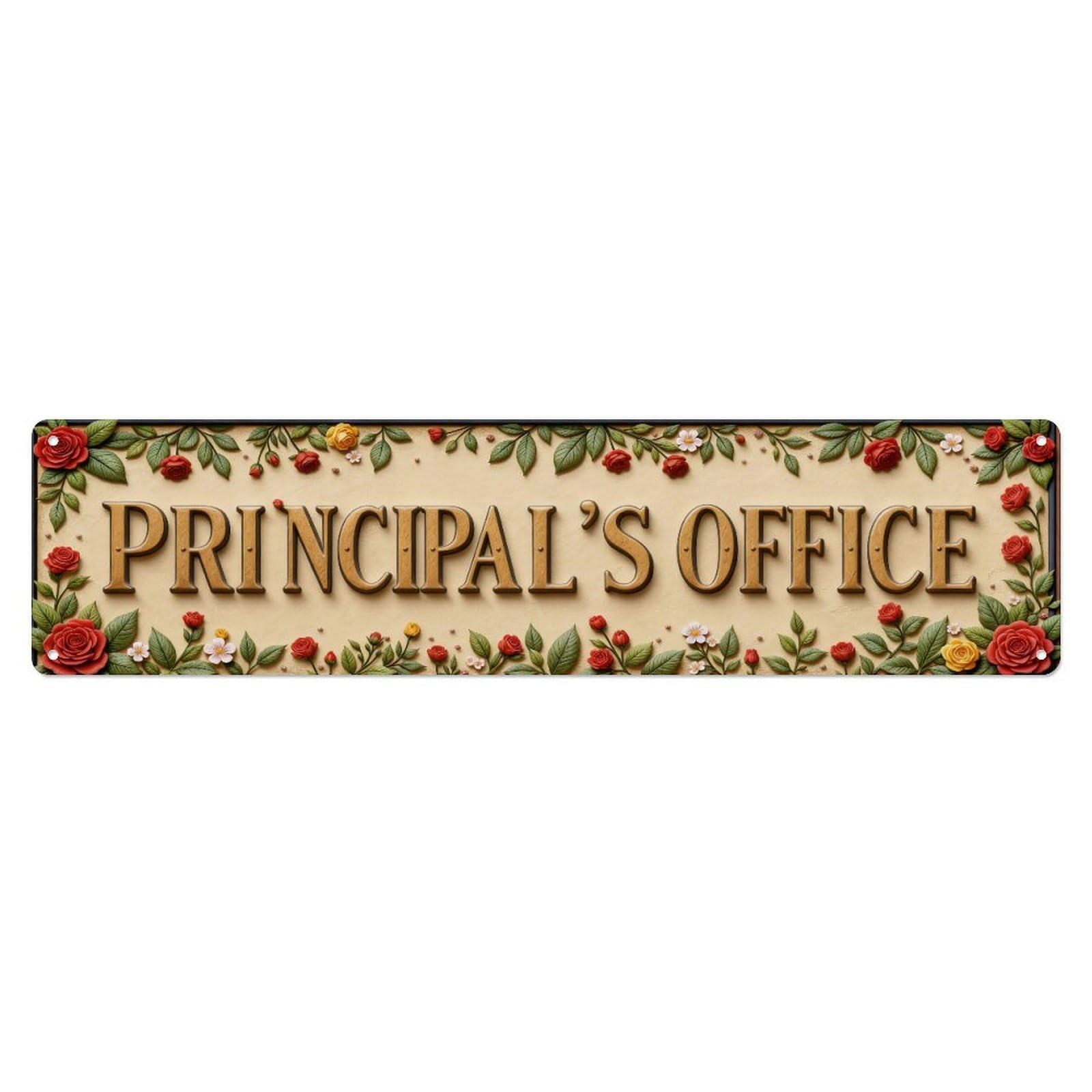 Floral Border Principal Office Sign Metal Tin Sign Plaque