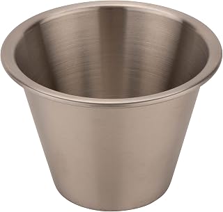 G.E.T. Enterprises 4-89448 14 oz. Condiment Cup, 4.5" Dia., 3" Clipper Mill, Stainless Steel