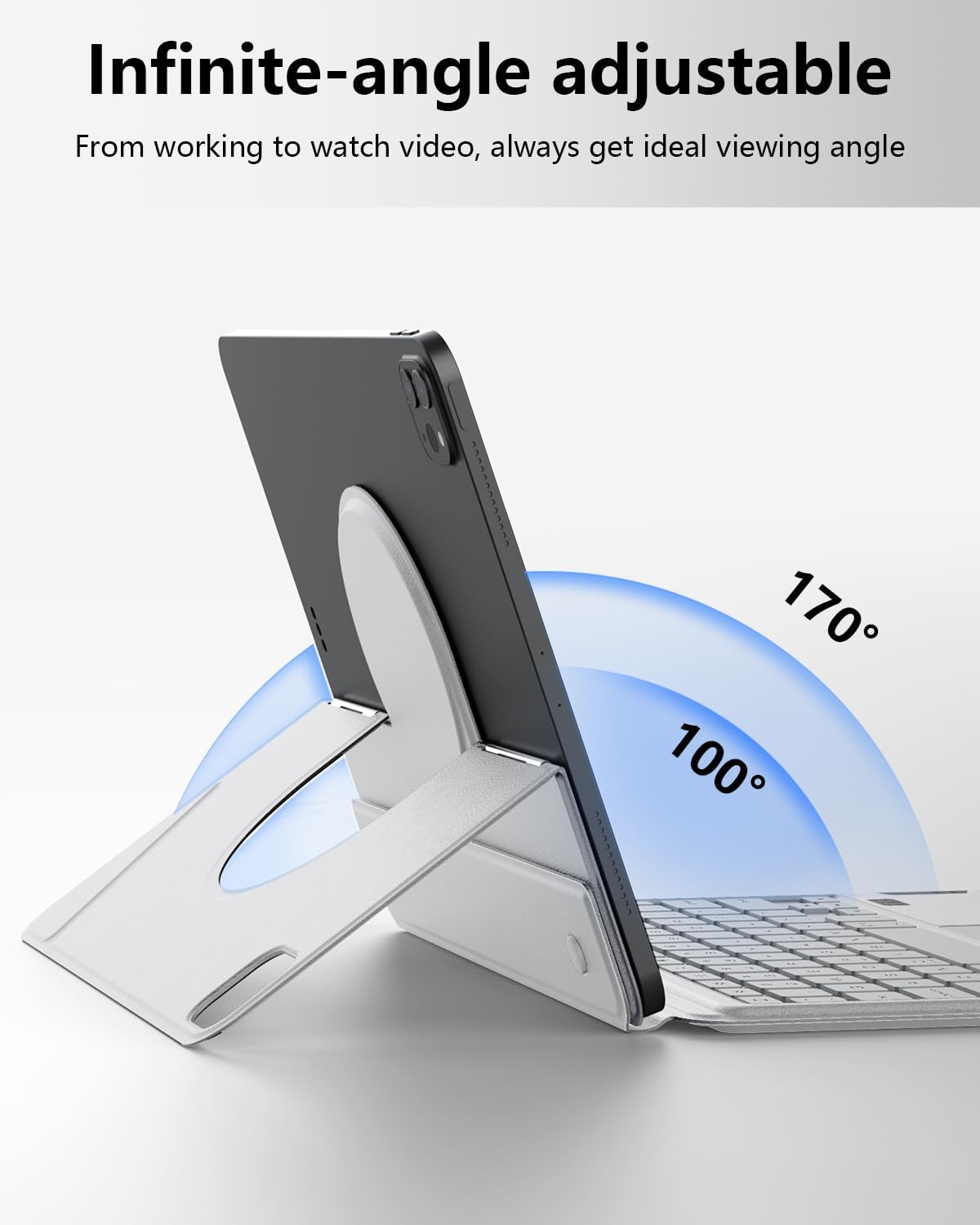 Nillkin for iPad Air/Pro 13 Inch Case with Detachable Keyboard, Slim Magnetic Rugged Keyboard Case for iPad Air 13 M3/M2 and iPad Pro 13 (7th Gen) M4 with Stand Backlit Multi-Touch Trackpad, Gray