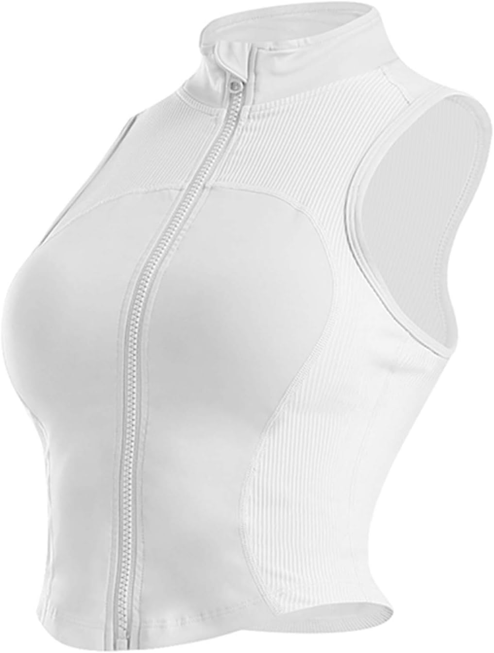 Flygo Women's Full Zip Cropped Athletic Tank Tops Sleeveless Active Vest Yoga Jacket