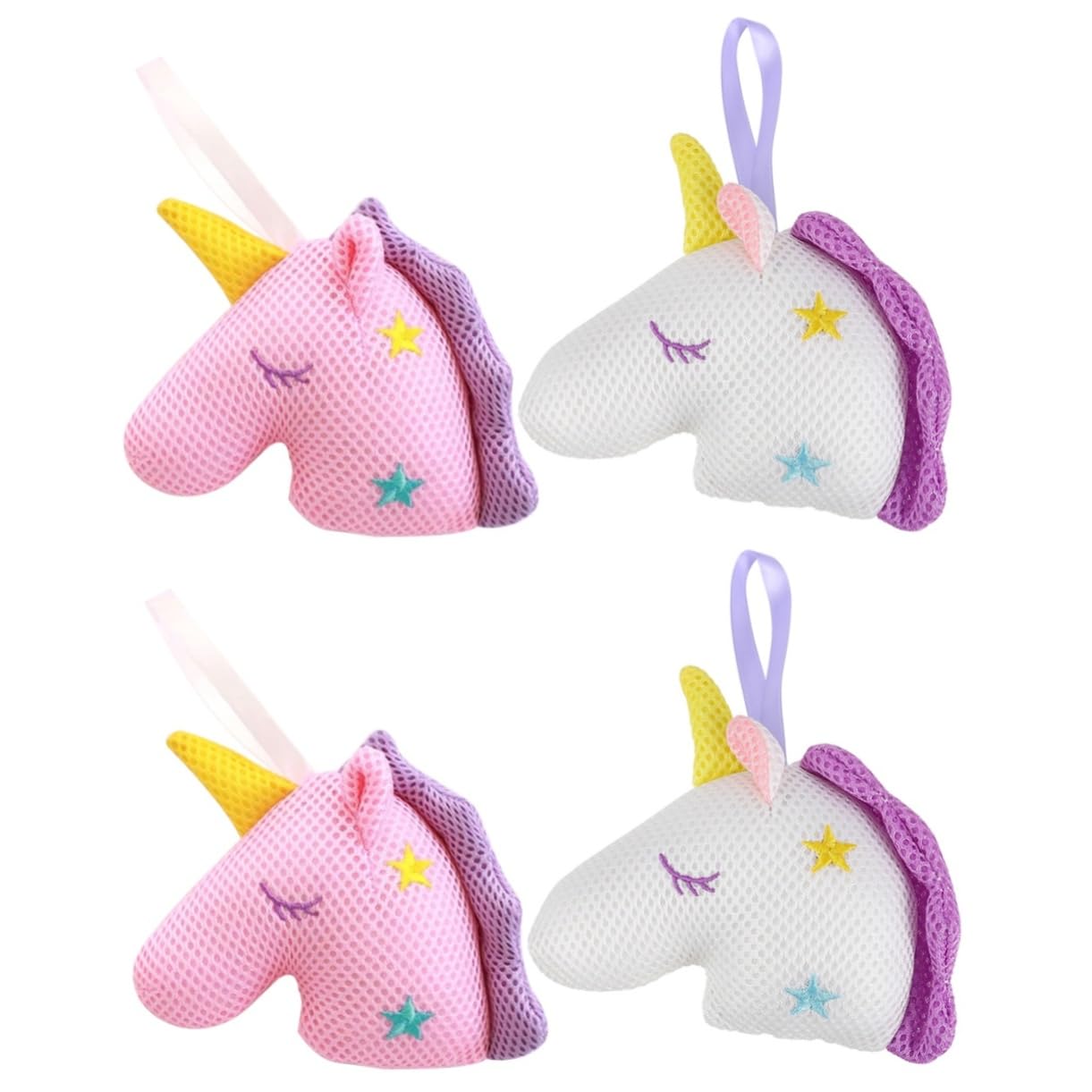 Didiseaon 4 Piezas baño de unicornio esponja de ducha para niños herramienta de baño para niñas esponjas esponja vegetal esponja de ducha de dibujos animados cepillo de ducha de unicornio