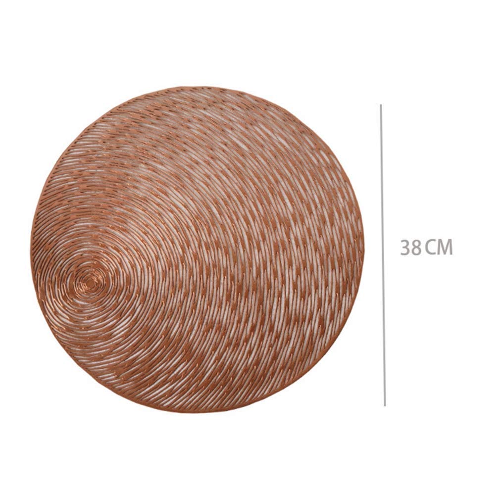 4 pièces 38 cm Rond Cuisine napperon PVC Tables à Manger sous-Verres Ensemble pour Maison hôtel Restaurant café Tasse Pad (Or) (Or)