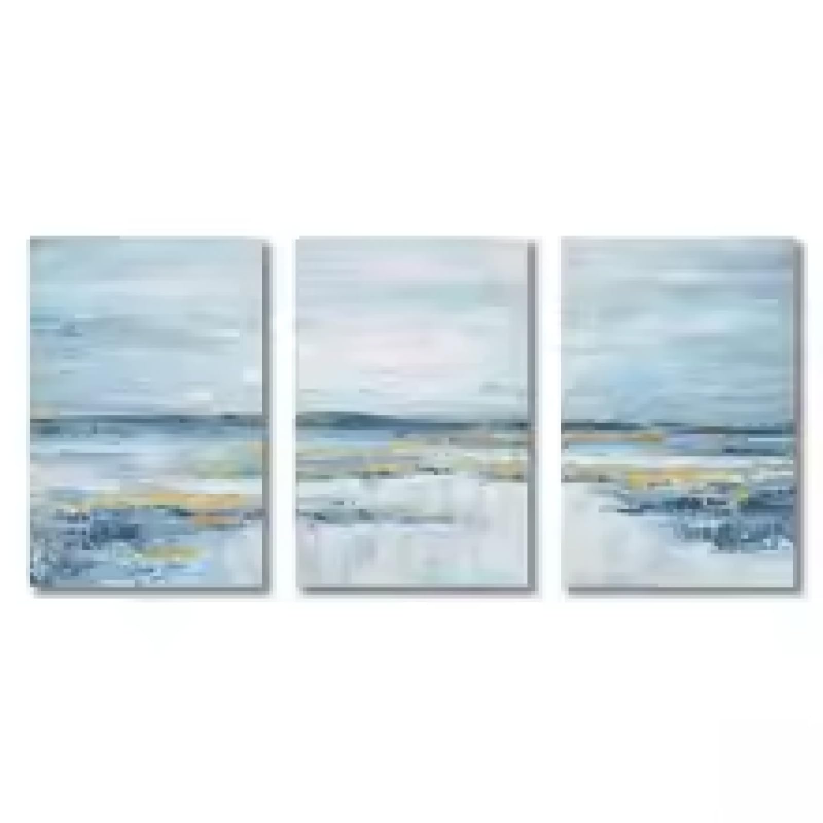 HIPWST Nordycki abstrakcyjny ocean obraz na płótnie motyw przybrzeżny grafika niebieskie złoto zachód słońca i wschód słońca plakaty ścienne salon 30 x 45 cm x 3 bez ramy