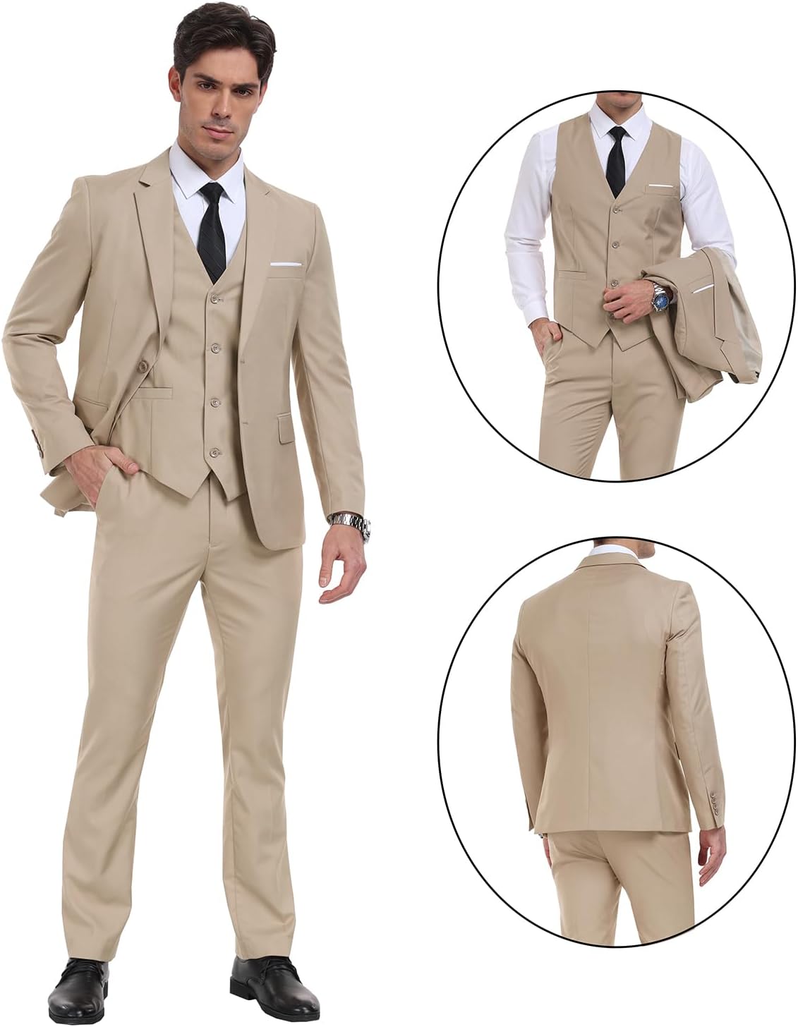 Men Suits 3 Pieces Set Slim Fit Wedding Suit Groomsmen Prom Suit Tuxedo Business Formal Casual Groom Suit Jacket Blazer Pants - Image 5