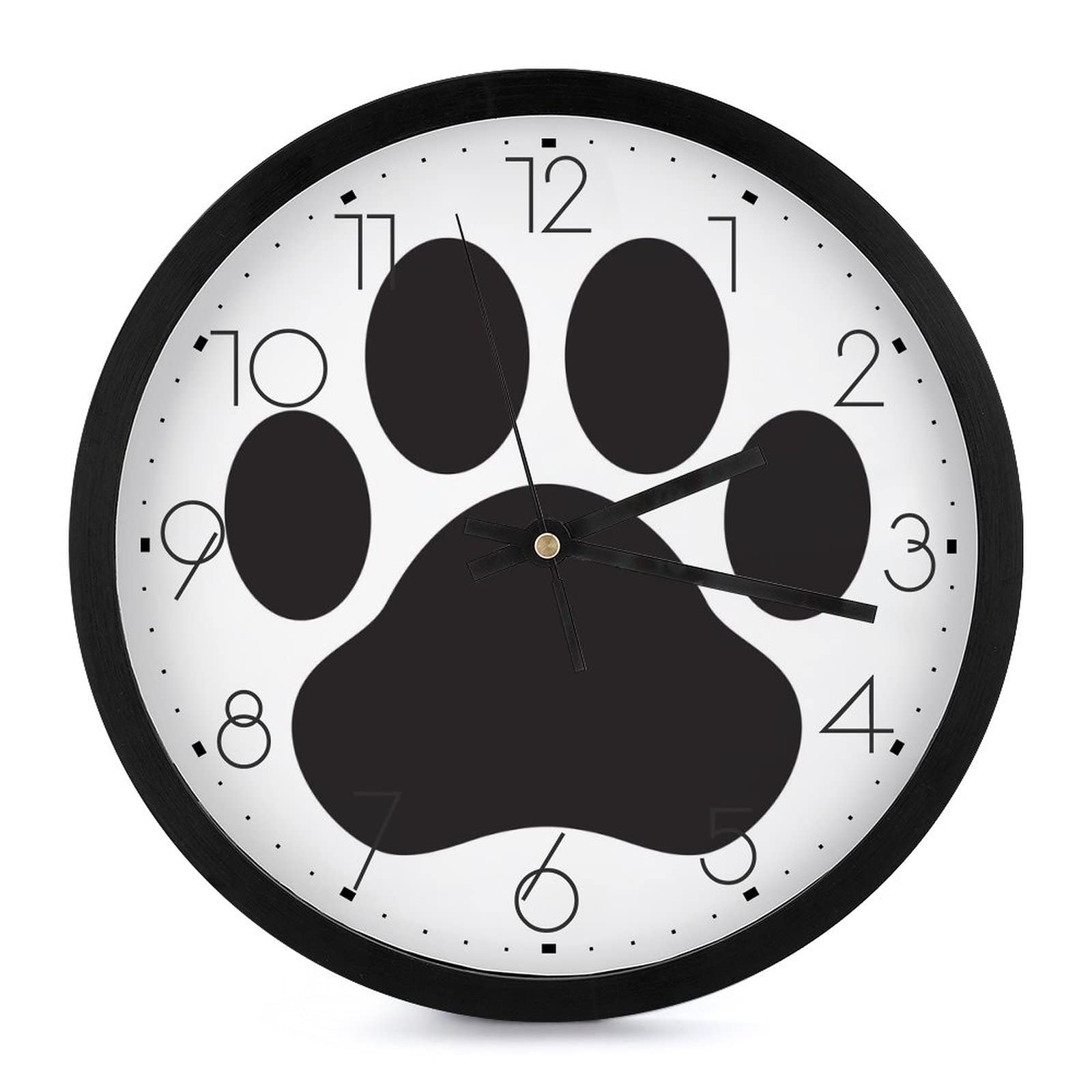 Horloge murale silencieuse pour chambre et salon ronde noire de 25.4cm anti-stress