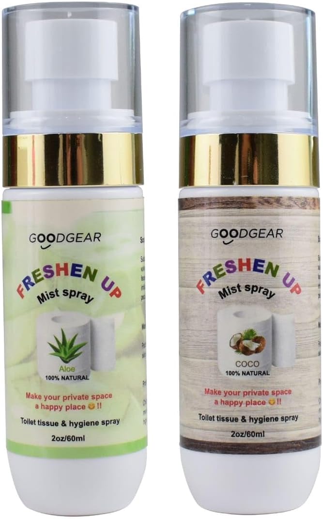 Goodgear 120ml 2 in 1 unisex toilet paper & intimate hygiene spray|Create flushable wipe|Sports & outdoors moisturise anti chafing|Camping toilet hygiene(Aloe vera and coco)
