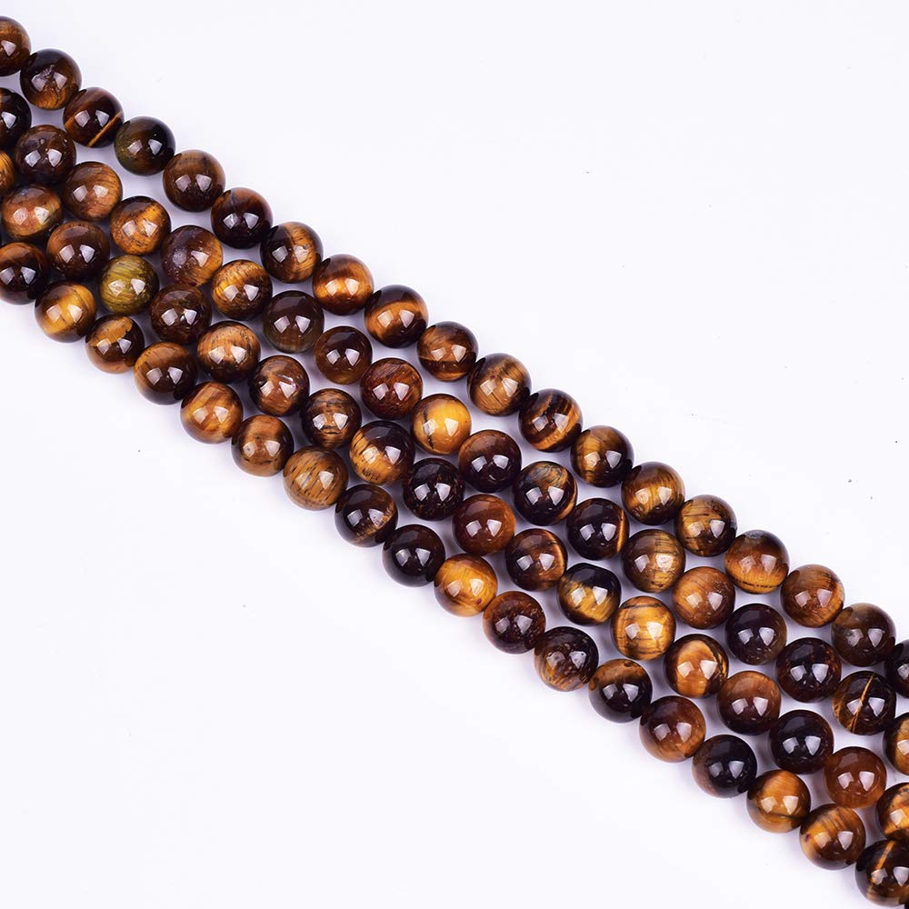 Asingeloo 8MM Natural Yellow Tiger eye Round Gemstone Loose Beads for DIY Jewelry Making 15" a Strand Stone Beads