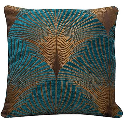Linen Loft Art Deco Teal and Gold Cushion Cover Cover