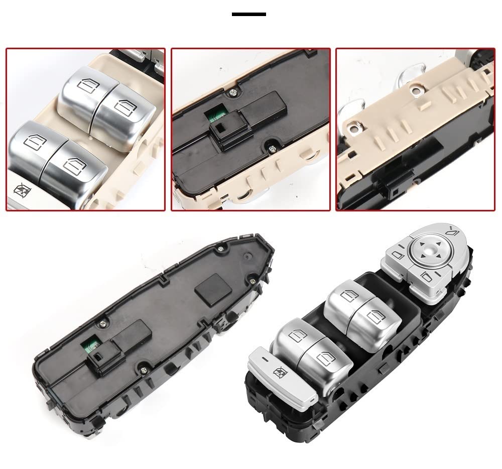 Elevador de interruptor de coche Botón del interruptor de control la ventana principal coche para Mercedes para Benz Clase C GLC W205 W253 C180 C200 C220 GLC260(Marrón)