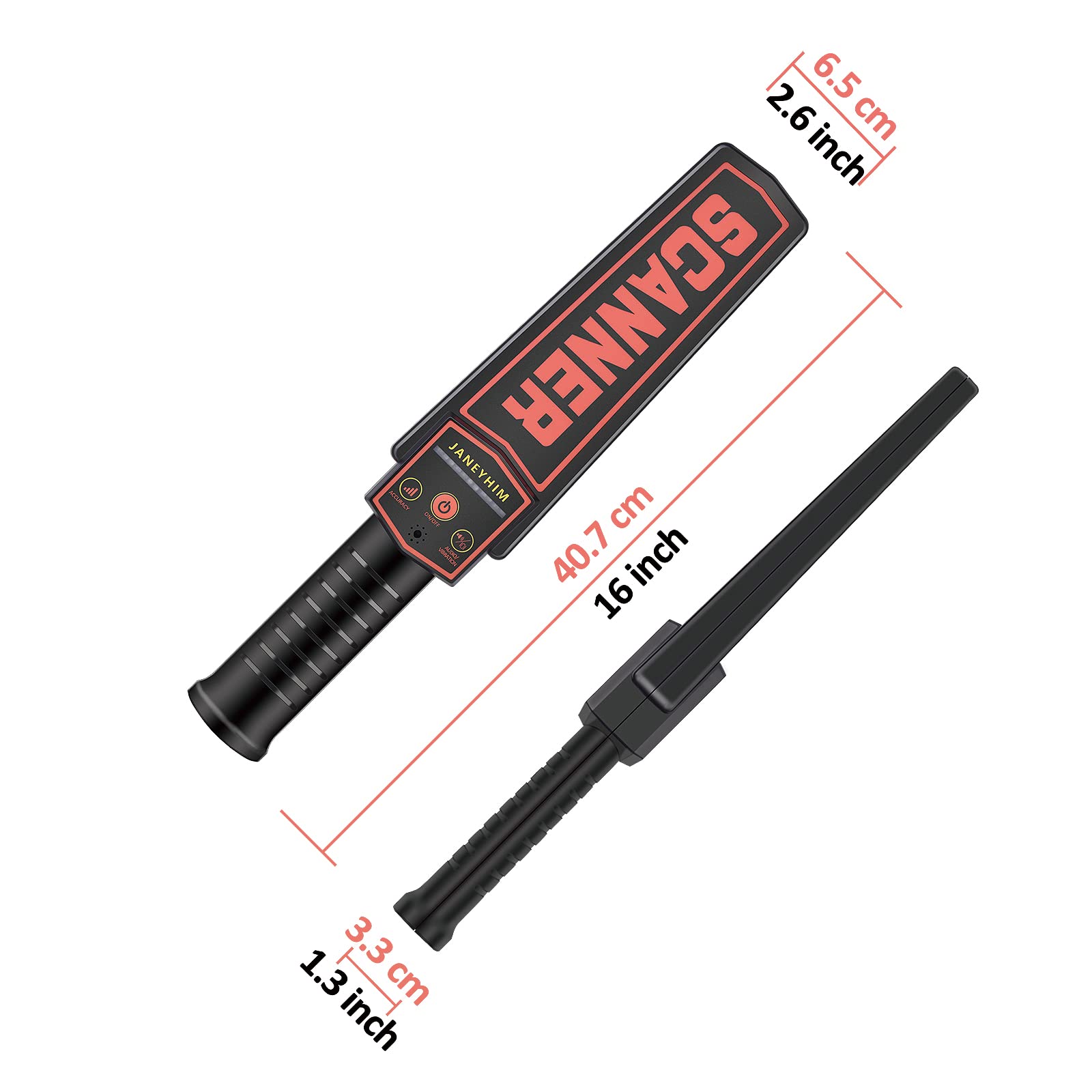 Metal detector portatile con bacchetta di sicurezza, bacchetta di sicurezza ad alta sensibilità, rilevatore di unghie, bacchetta per la lavorazione del legno (batteria integrata, con linea di