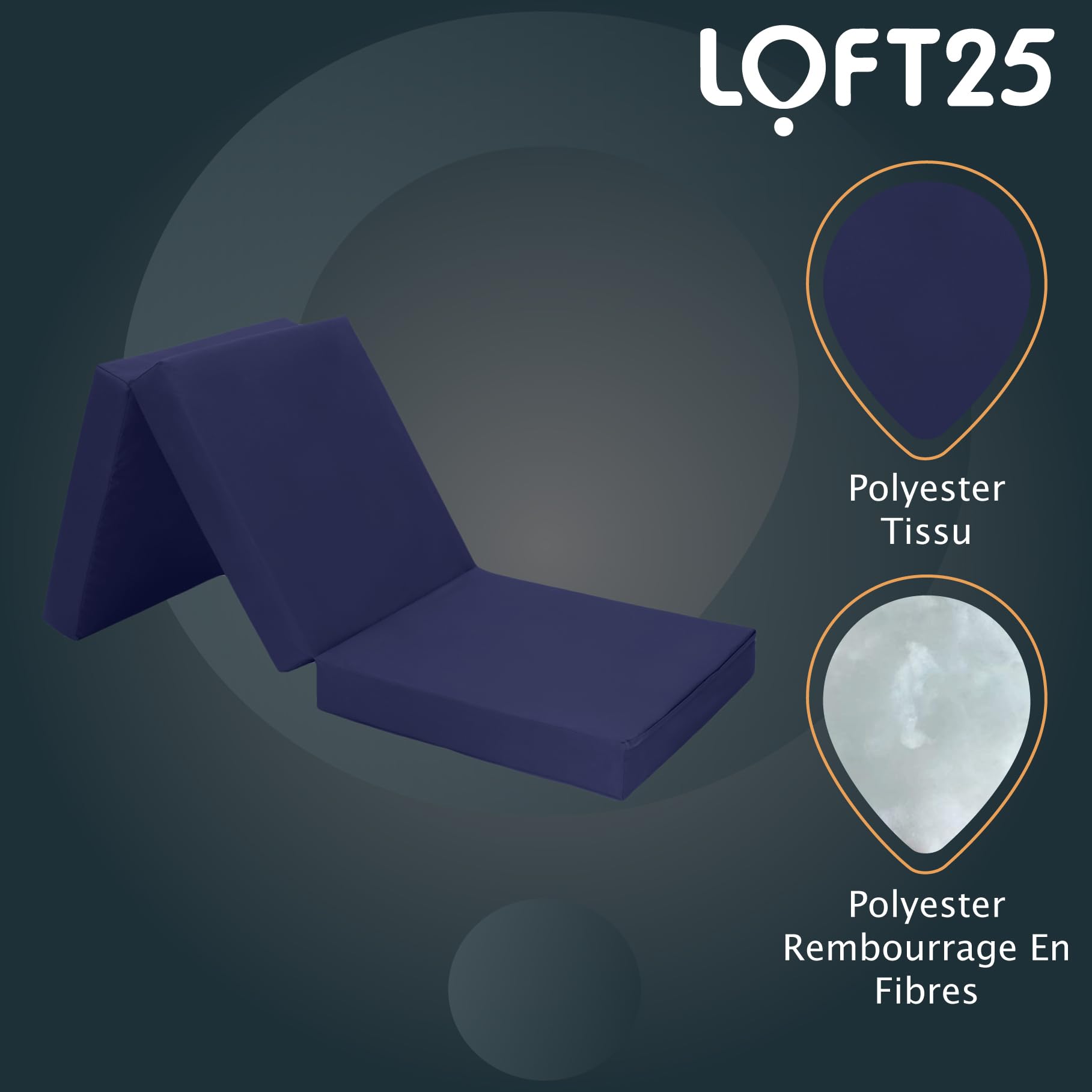 Loft 25 Matelas Z Pliable Simple | Lit Z Cube Pliable résistant à l'eau | Chambre d'amis, Salon, Chambre à Coucher | Matelas futon Confortable | Canapé-Chaise léger et Durable (Marnie)
