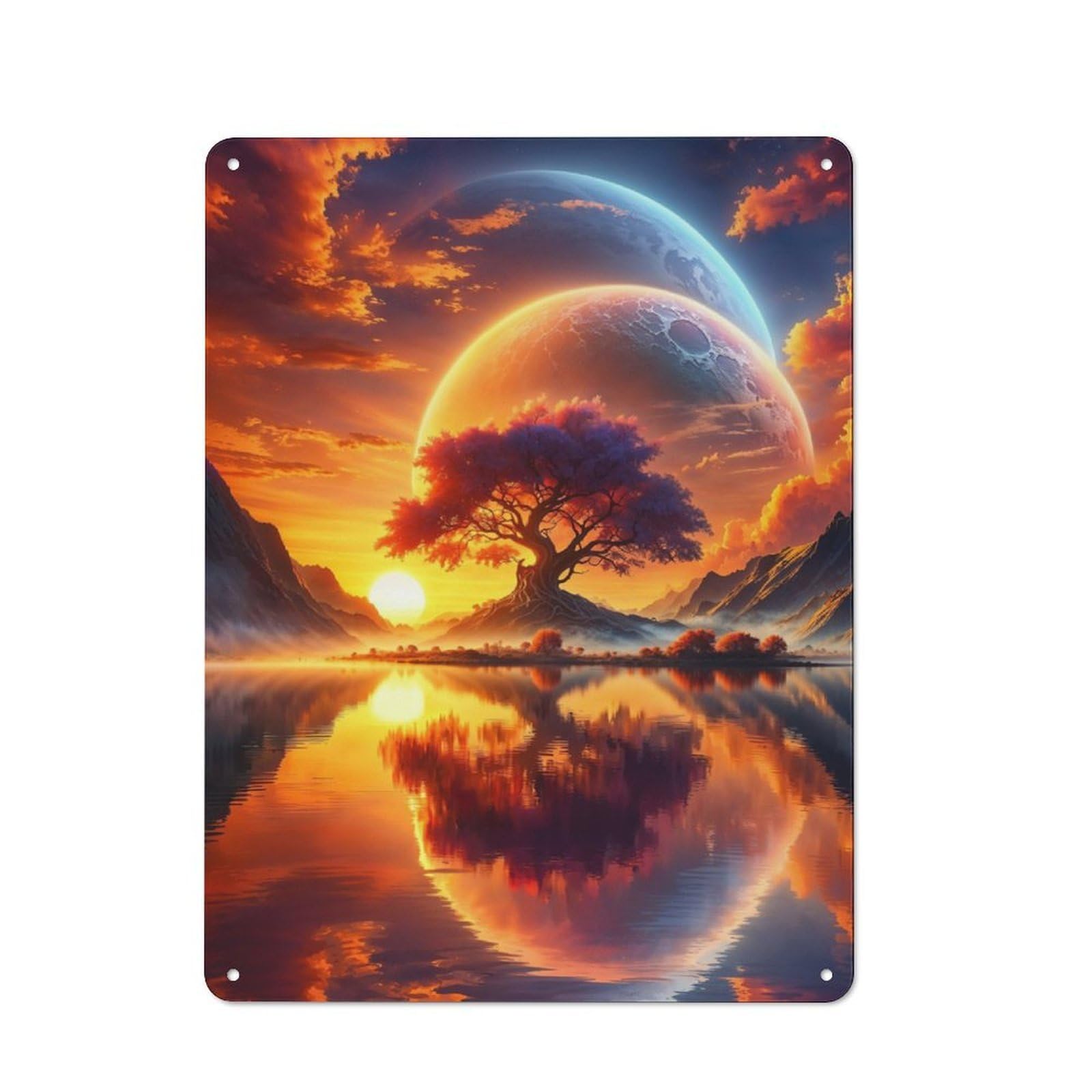 Junmoney Astral Sunset Dreamscape Rustic Metal Sign 40X30cm Featuring For Hallway Wall, For Collectors Decorating Hallways And Entrance Areas