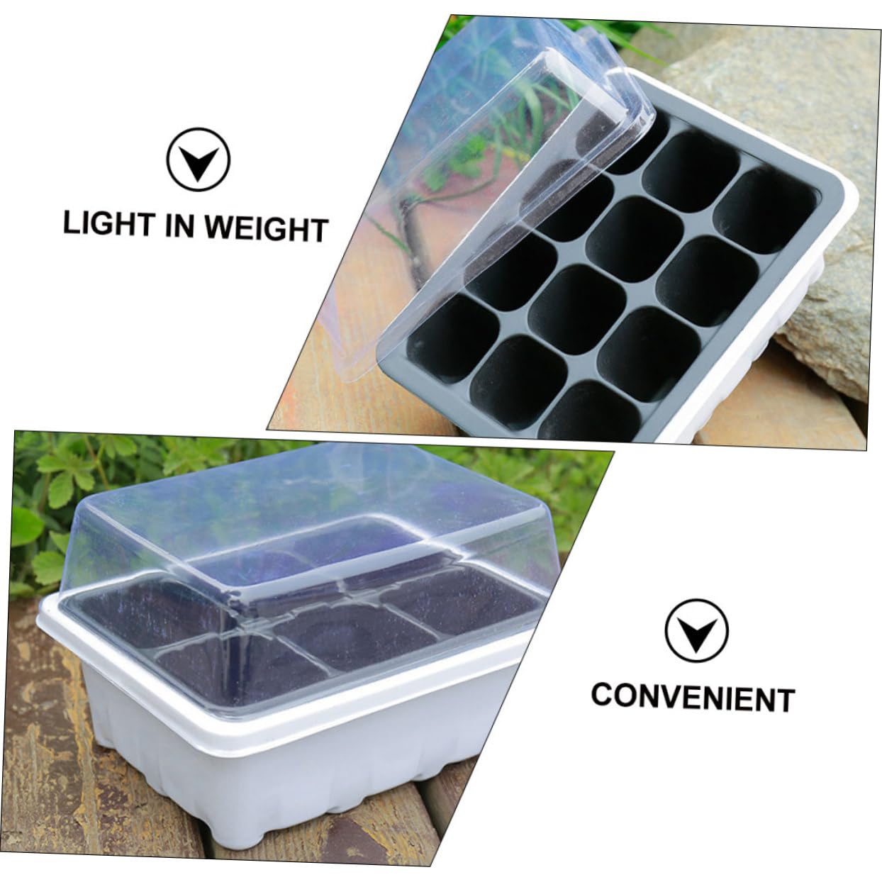 Kisangel 2 Set Vassoi per Germinazione Piante Vassoi per Avviamento Piante Celle per Sementi per Terrazzi 6 Pezzi*2