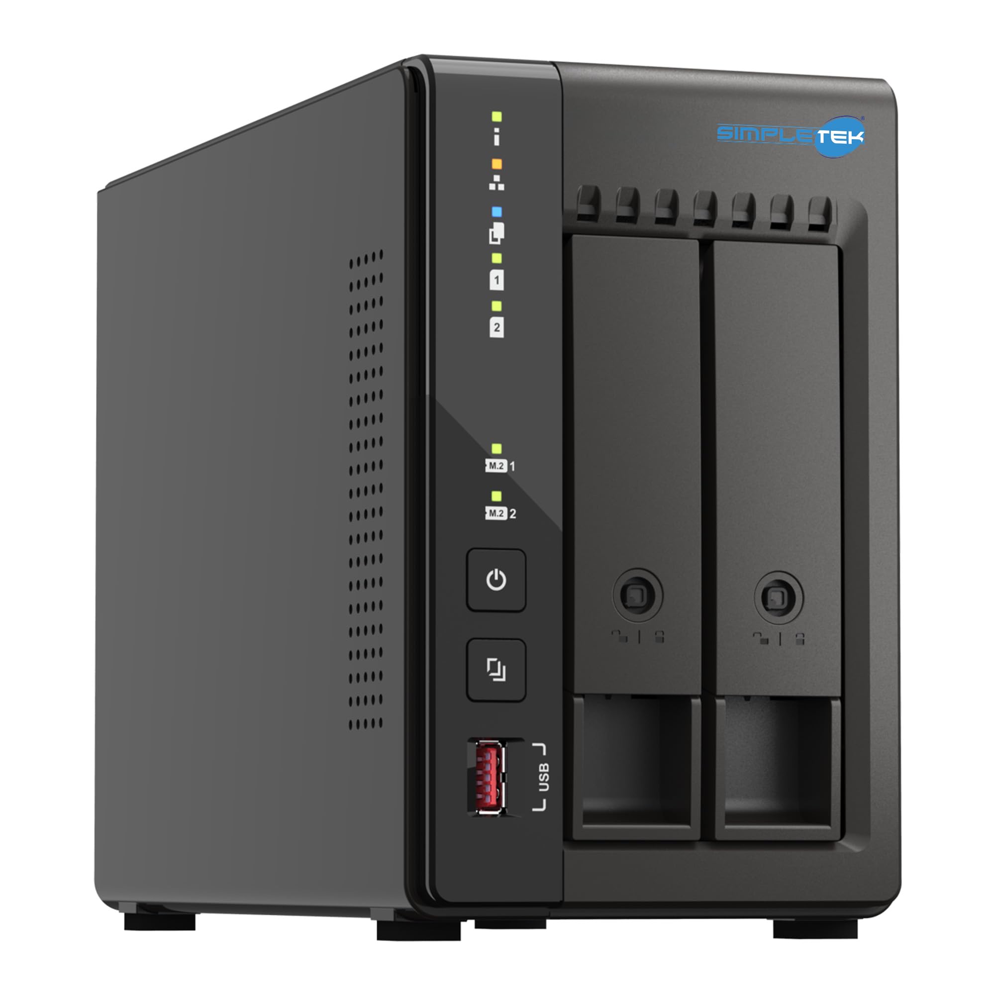 SIMPLETEK - Server Storage NAS a 2 Vani con 2x SSD 960GB - Quad-Core 2.0GHz - 8GB RAM DDR4 Integrata - 2 Slot M.2 NVMe - Doppia Rete 2.5GbE