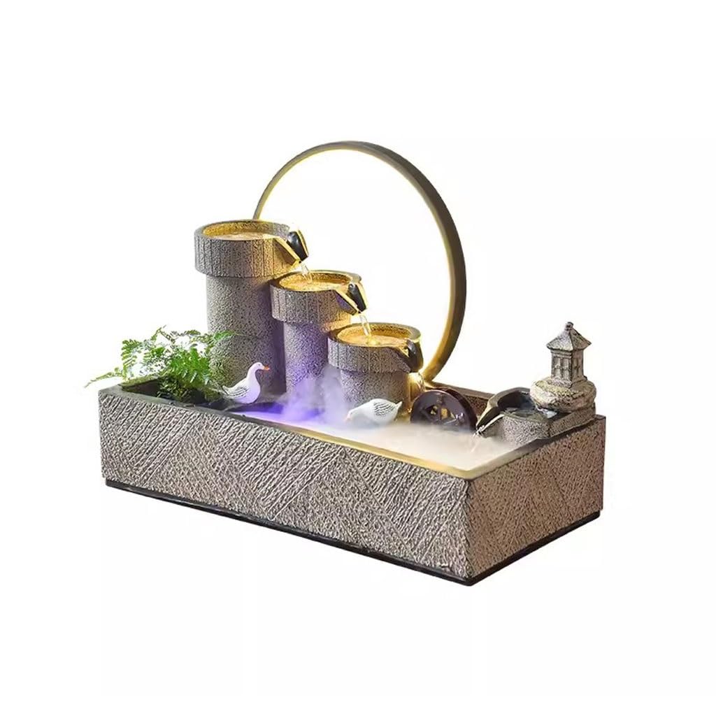 Fuente De Interior Fuente de Escritorio Adornos de Agua Corriente for atraer Riqueza y decoración de Ruedas Fengshui Sala de Estar Sala de té Agua circulante de Escritorio Fuente De Sobremesa