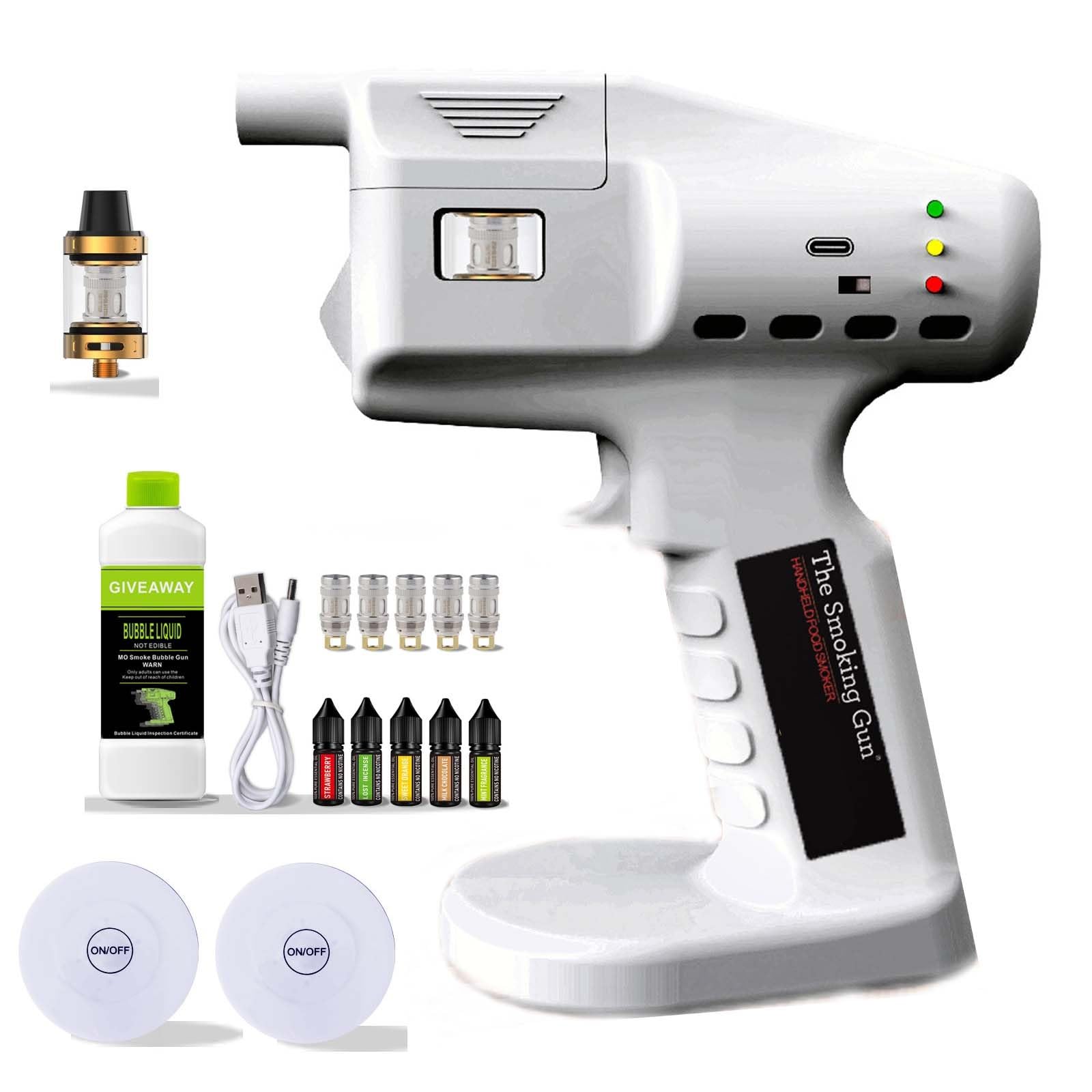 Handheld Portable Smoke Bubble Gun, Bartending Smoke Maker, DIY Tools for Classy Smoke, for Classy Smoke, Food, Cocktails, Meat, Drinks, with Bubble Liquid & Essential Oil(300ml 1)