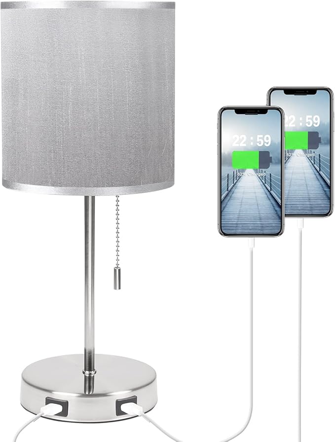 Seealle USB Touch Table Lamp Bedside Lamp with Dual USB Charging Ports