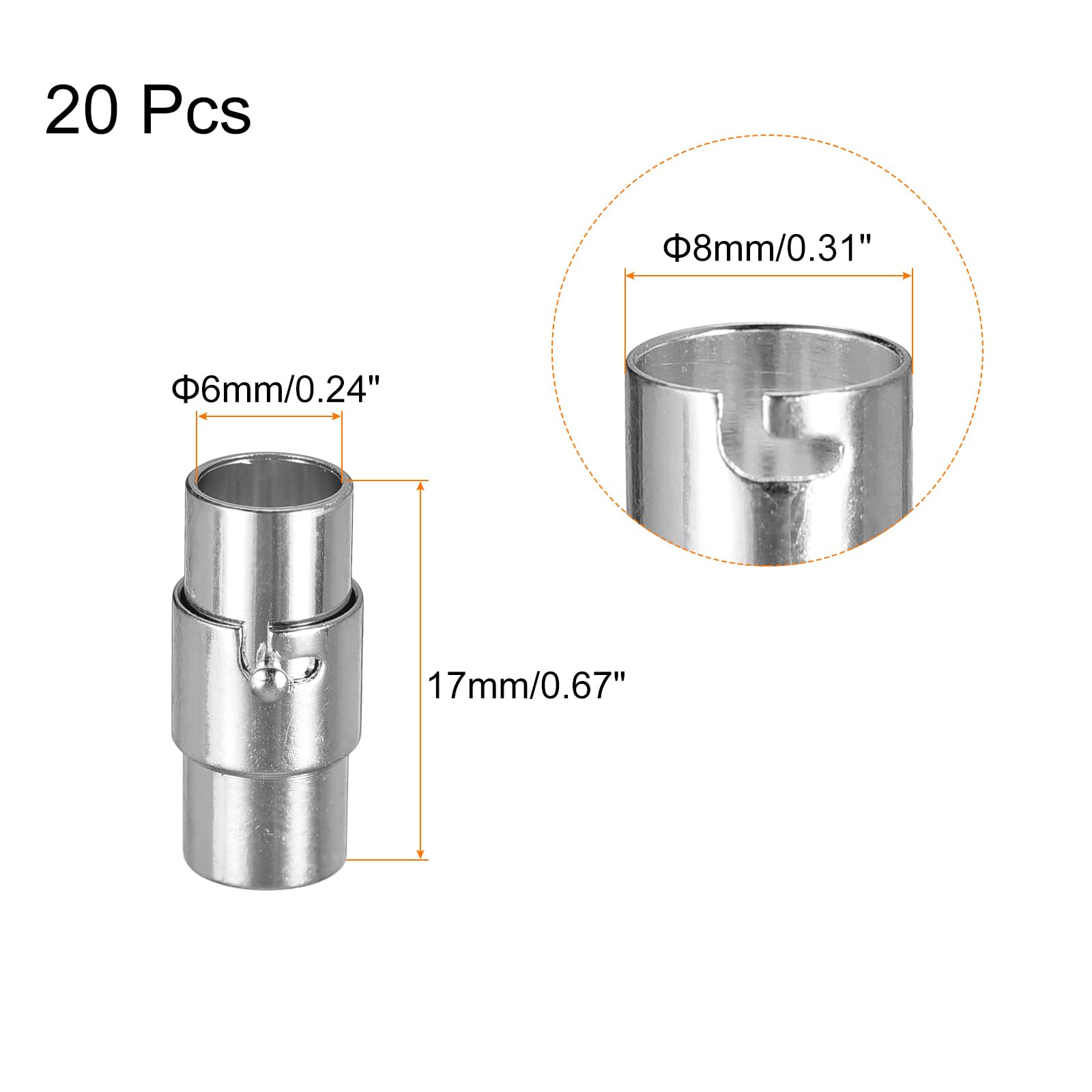 uxcell Leather Cord End Clasp, 20Pcs 6mm Hole Leather Clasps - Image 2