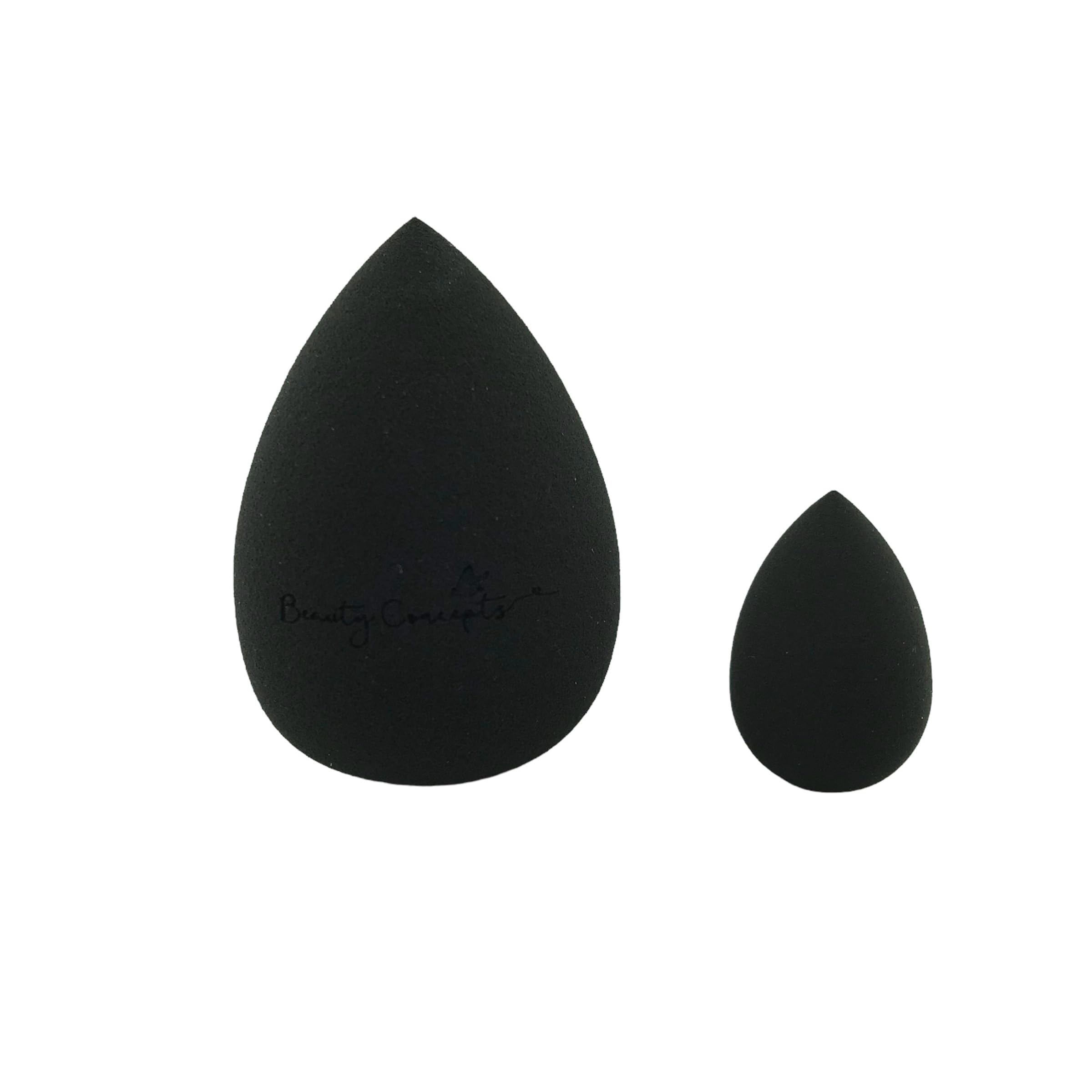 Esponja de maquillaje para base de maquillaje, sin látex, esponjas de maquillaje para base líquida, polvo, protector solar y crema, 1 esponja grande, 1 esponja pequeña (negro)