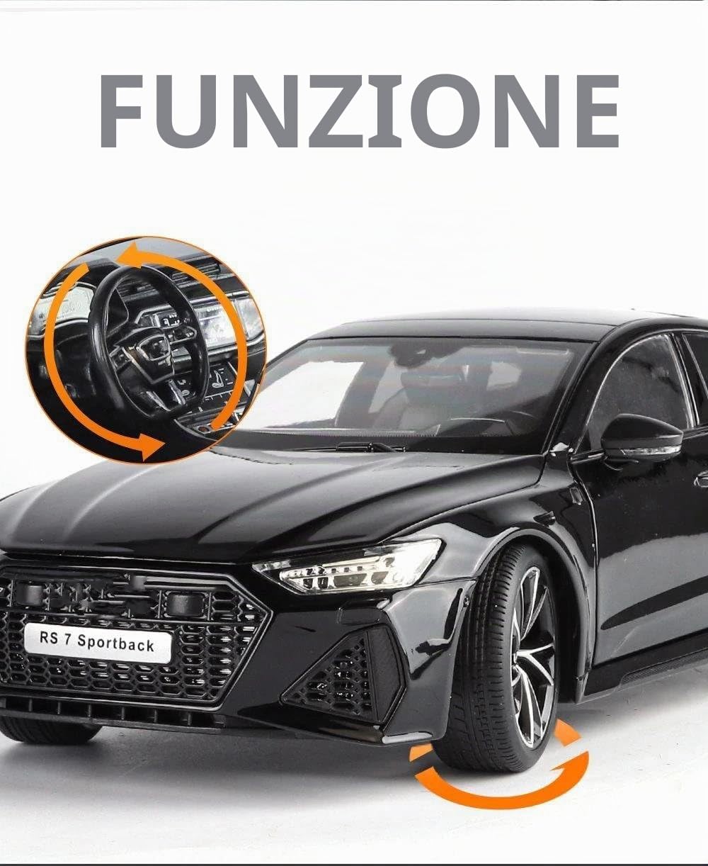 1:18 per AUDI RS7 Chiave Telecomando Versione Lega Modello di Auto Sportiva Pressofuso in Metallo Veicolo da Corsa Suono Luce Batteria non inclusa(Gray)