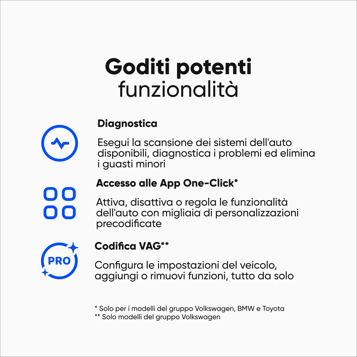 OBDeleven PRO Edition Dispositivo Bluetooth di Ultima Generazione per Scansione e Lettura di Codici Diagnostici Professionale di Porte OBD2 per iOS Android