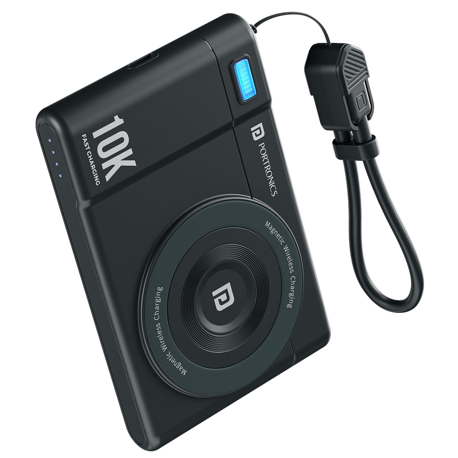Portronics PowerShutter Air 10K 10000mAh 15W Wireless Magnetic Fast Charging Powerbank, In Built Type Cable,22.5W Type C PD Output,Light Weight,Compatible with iPhone 12 Above,Other Qi Enabled Devices-image-33
