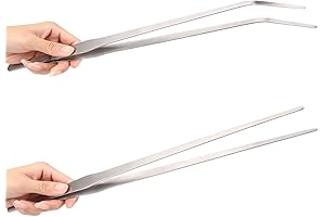 2-Pack Heavy Duty 15" Stainless Steel Succulent Tweezers for Reptile Feeding and Aquascaping