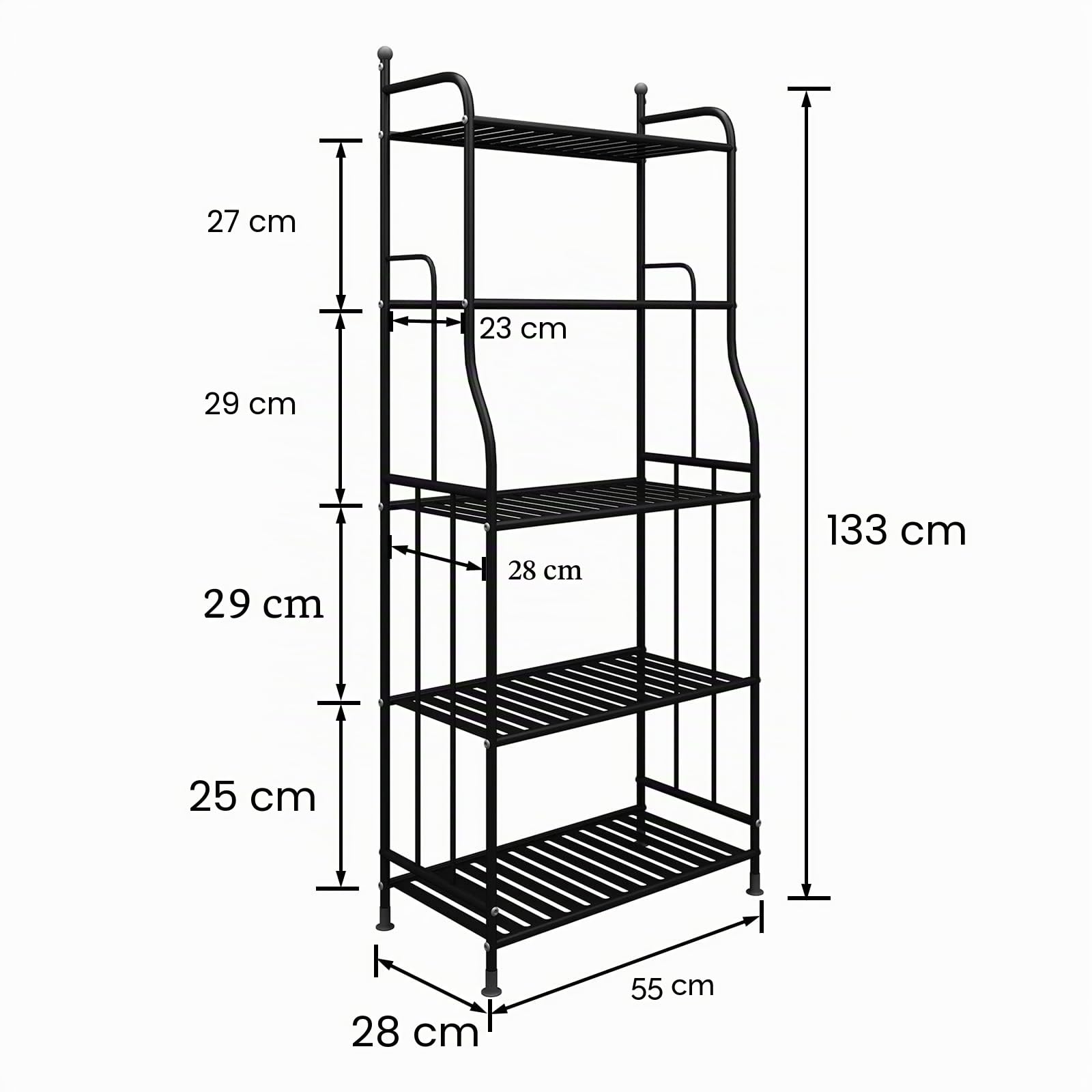 Soporte de Metal para Plantas de 5 Niveles Soporte para Macetas Estante de Almacenamiento Estante Organizador para el Hogar Interior y Exterior-Negro