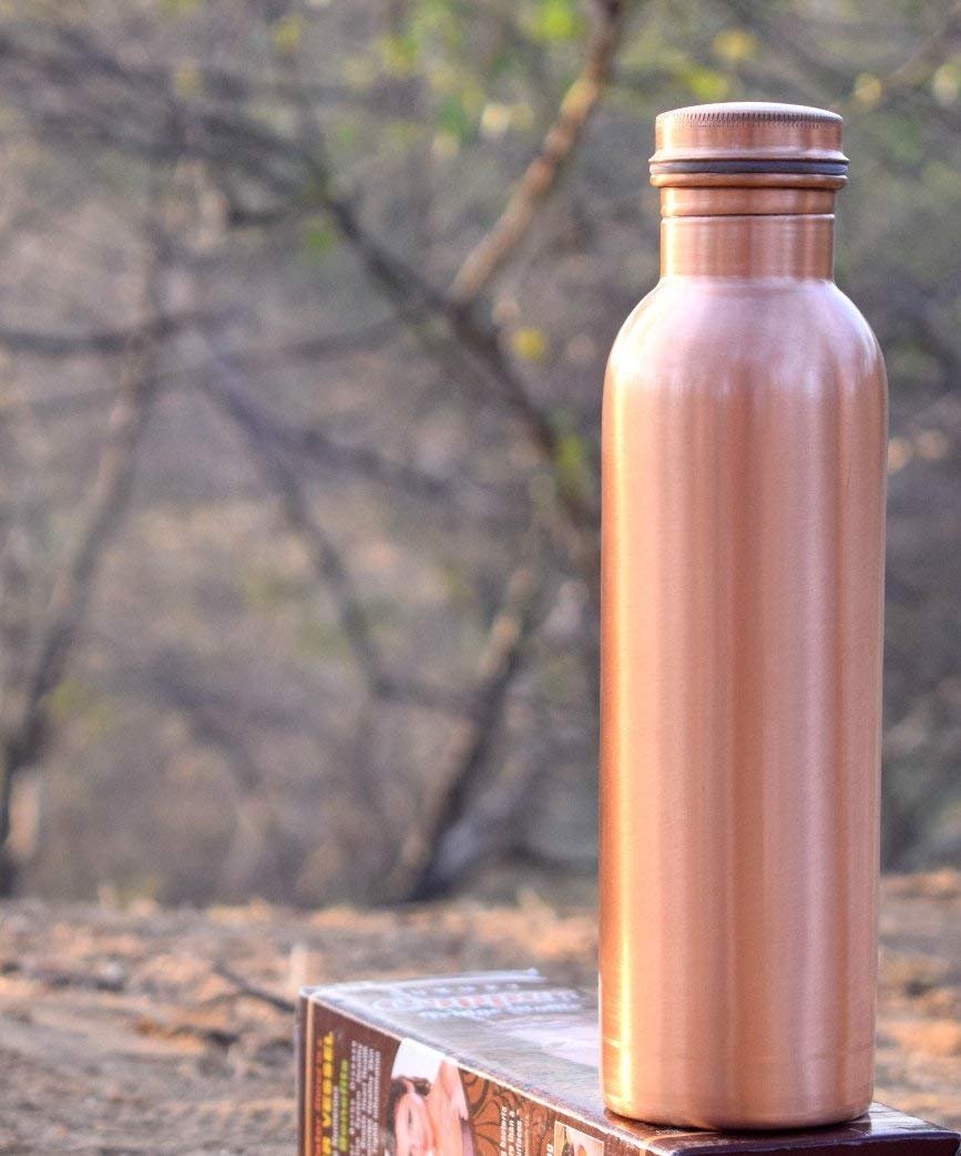 Pure Copper Water Bottle Perfect Ayurvedic Copper Vessel for Sport, Fitness, Yoga, Natural Health Benefits 600ML (Plain Matt)