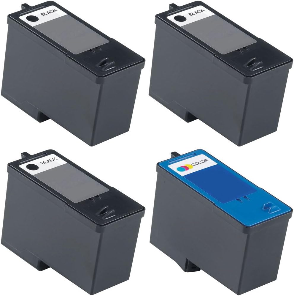 4 Pack Remanufactured DELL (Series 9) MK992 and MK993 (3 Black and 1 Color) Ink