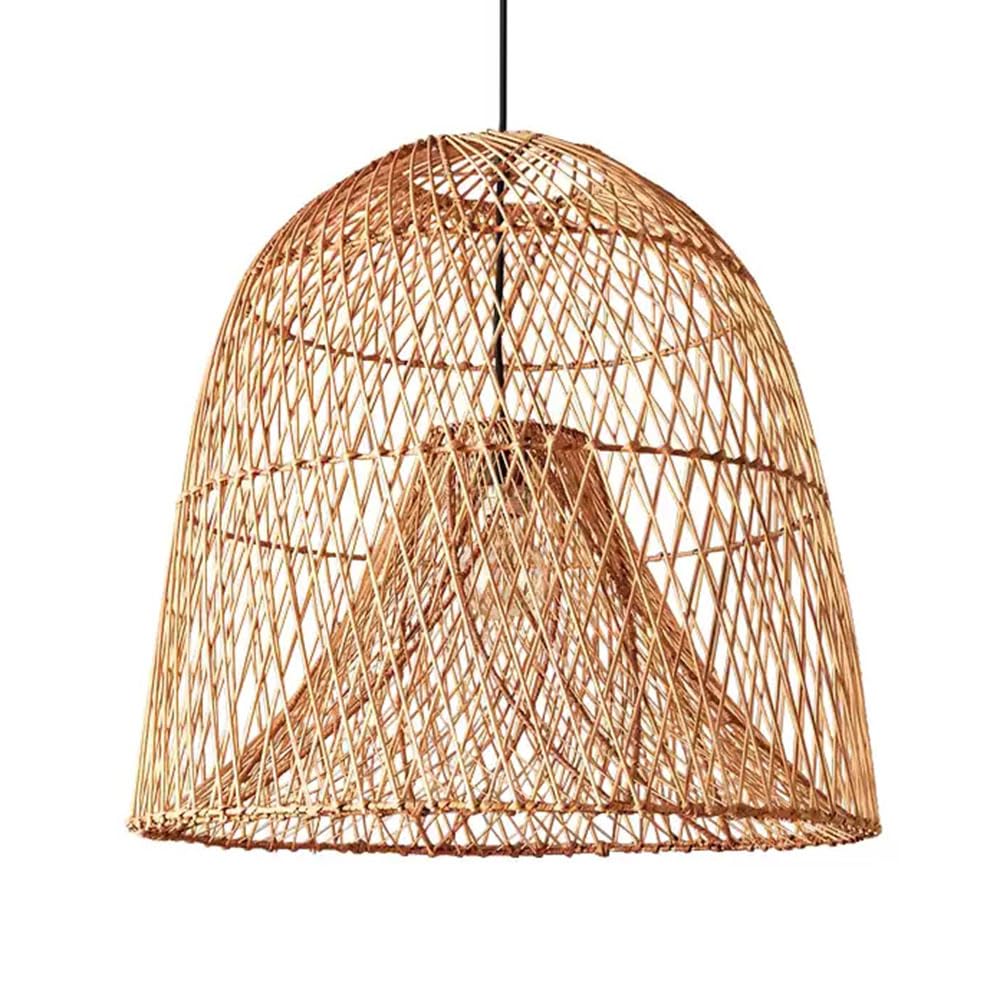 CSSYKV Tropical Southeast Asia Style Pendant Light Fixtures Rattan Basket Light - Handmade True Rattan Hollow Shape Design Country Wicker Chandelier for Restaurant Bedroom Living Room Lighting