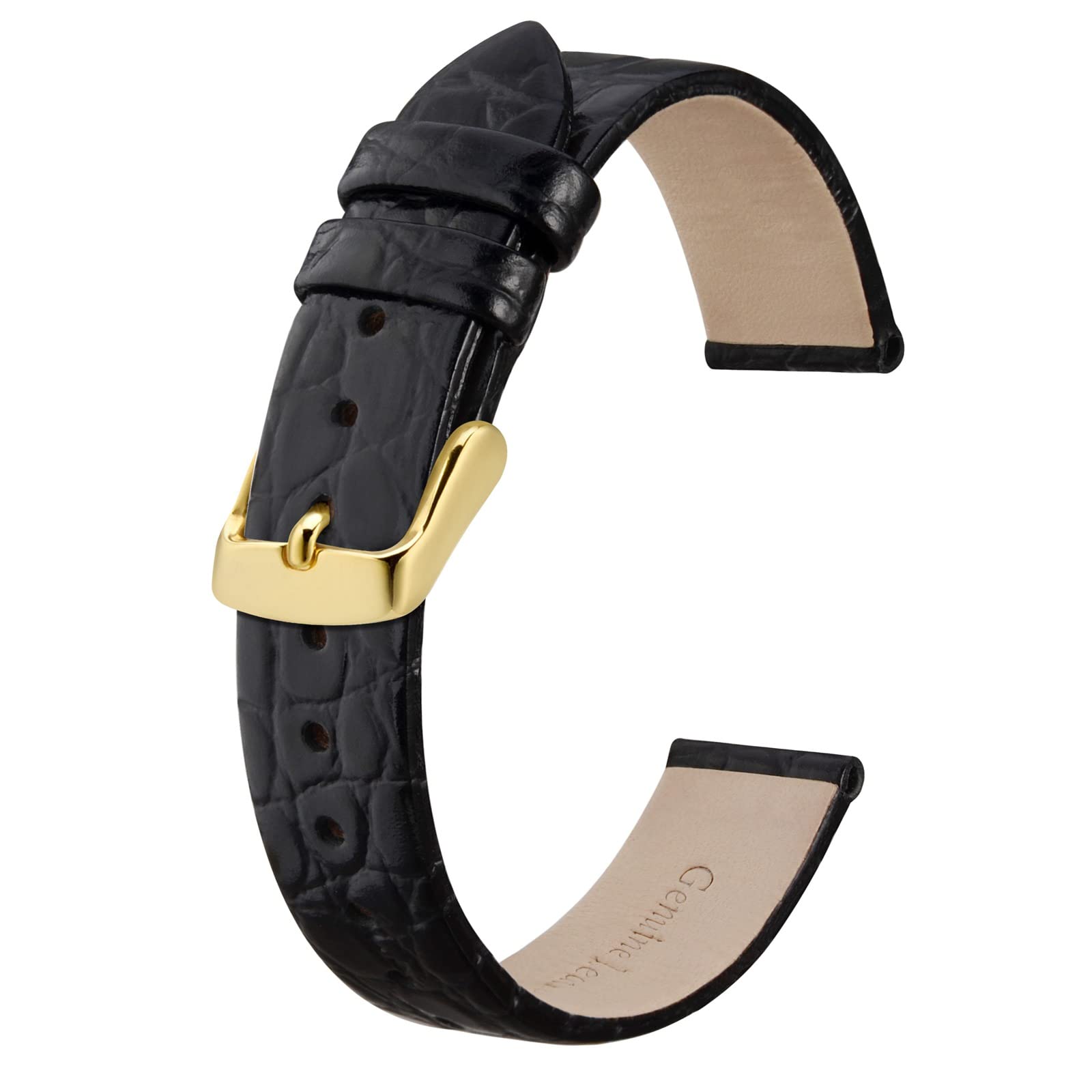 Watch Straps for Women, Crocodile Pattern Leather Thin Watch Replacement Bands, 8mm 10mm 12mm 14mm 16mm 18mm 20mm
